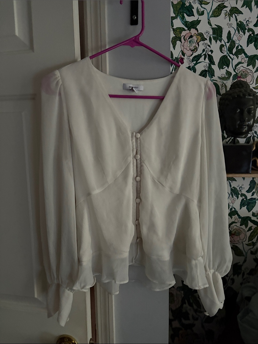 Nine West Women’s Cream Button-Front Blouse